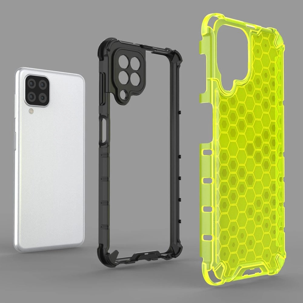 Honeycomb Case rustning med TPU Bumper til Samsung Galaxy A22 4G gennemsigtig