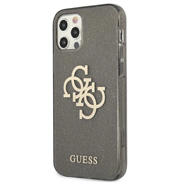 Guess GUHCP12LPCUGL4GBK iPhone 12 Pro Max 6.7" sort/sort hard case Glitter 4G Stor logo