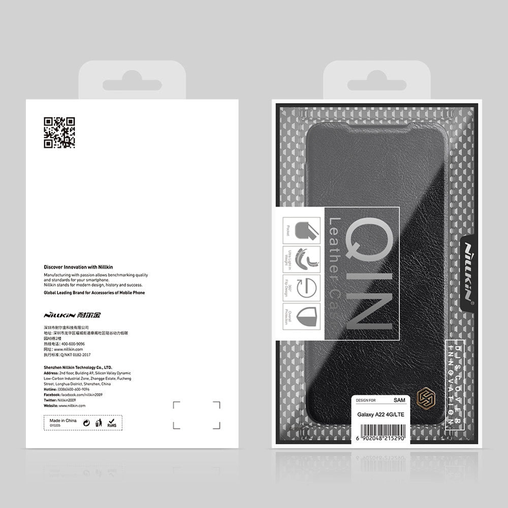 Nillkin Qin læderhylster for Samsung Galaxy A22 4G sort