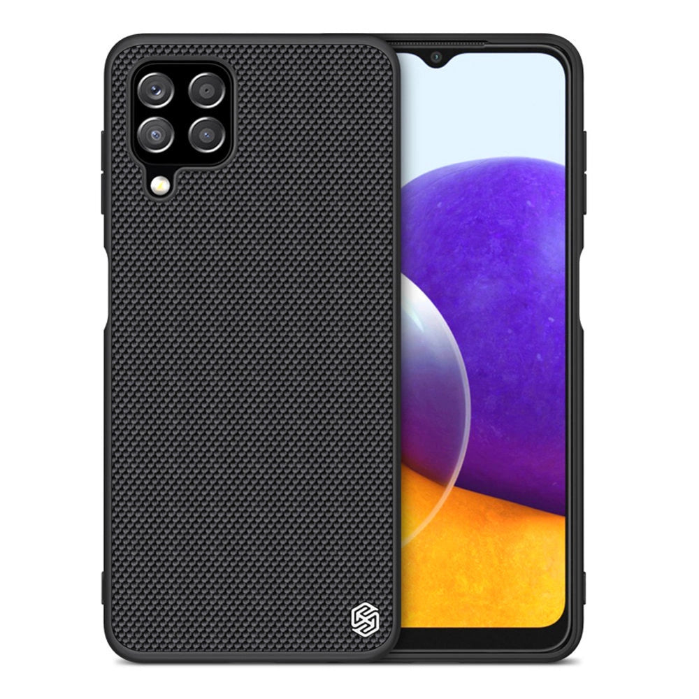 Nillkin Textured Case holdbar forstærket etui med gel ramme og nylon tilbage til Samsung Galaxy A22 4G sort