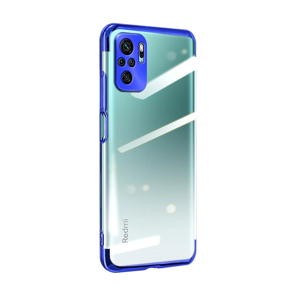 Clear Color Case Gel TPU Galvaniseret ramme Cover til Xiaomi Redmi Note 10 5G / Poco M3 Pro blå