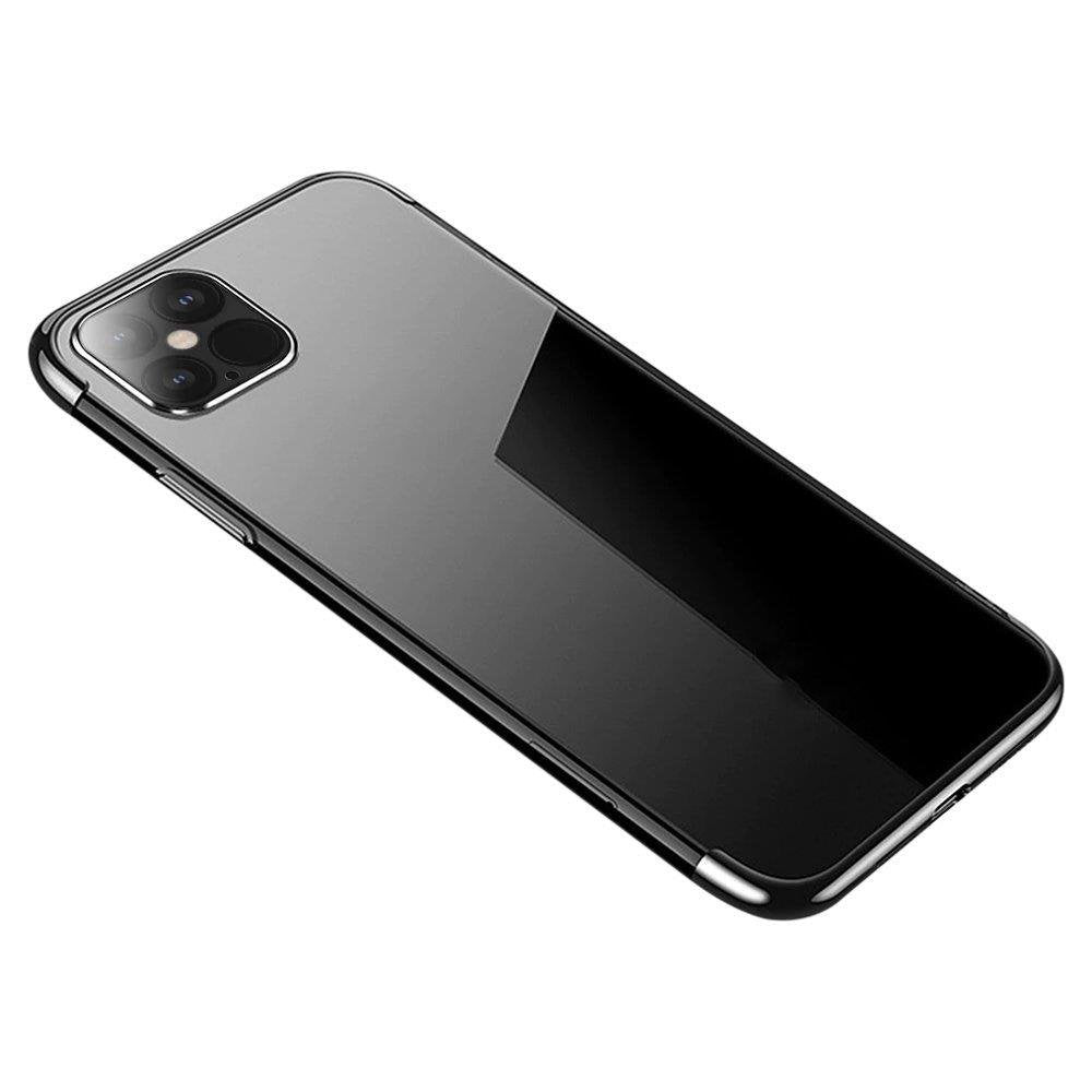 Clear Color Case Gel TPU Electroplating Frame Cover til Samsung Galaxy A22 4G sort