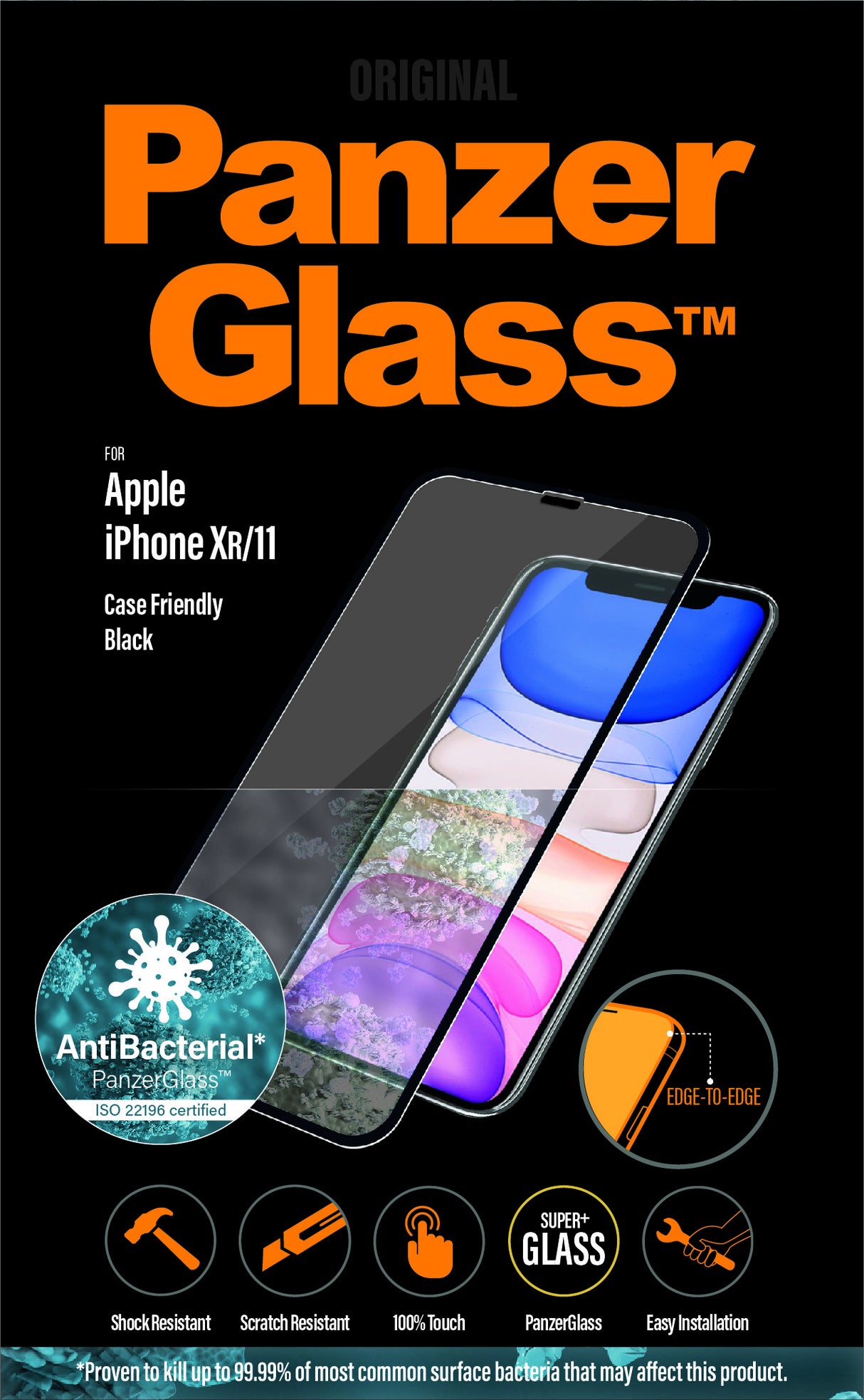 PanzerGlass ® Skærmbeskyttelse iPhone 11 | XR | Edge-to-Edge