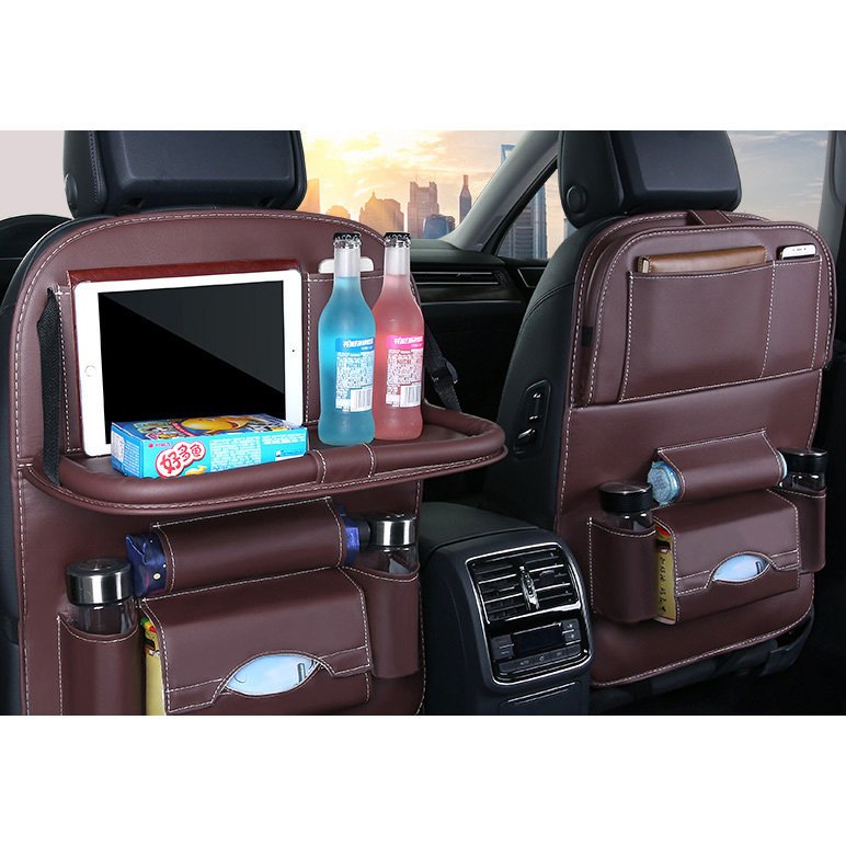 Car seat organizer seat protector seat cover shelf mini car table black
