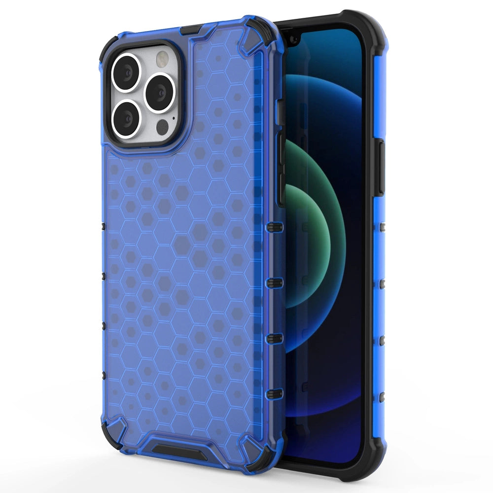 Honeycomb Case armor cover med TPU Bumper til iPhone 13 Pro Max blå