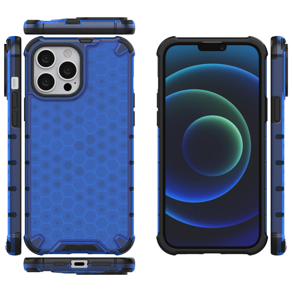 Honeycomb Case armor cover med TPU Bumper til iPhone 13 Pro Max blå