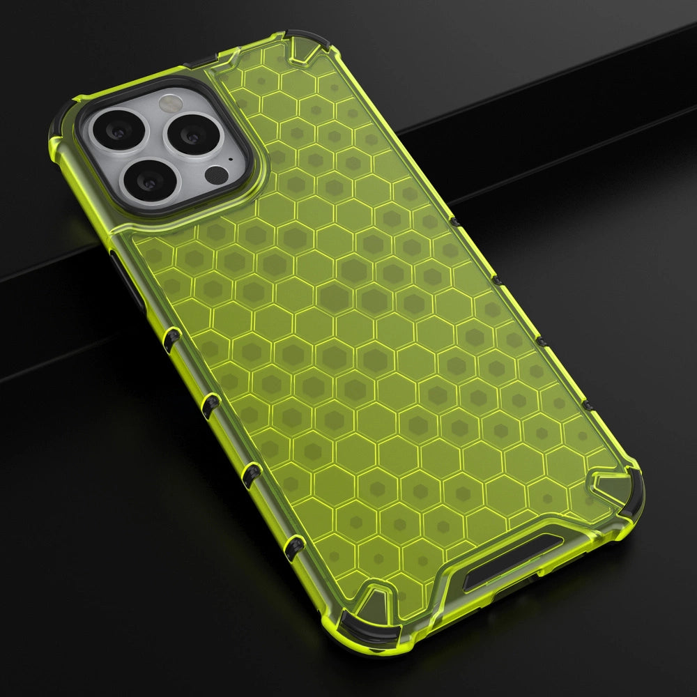 Honeycomb Case armor cover med TPU Bumper til iPhone 13 Pro Max grøn