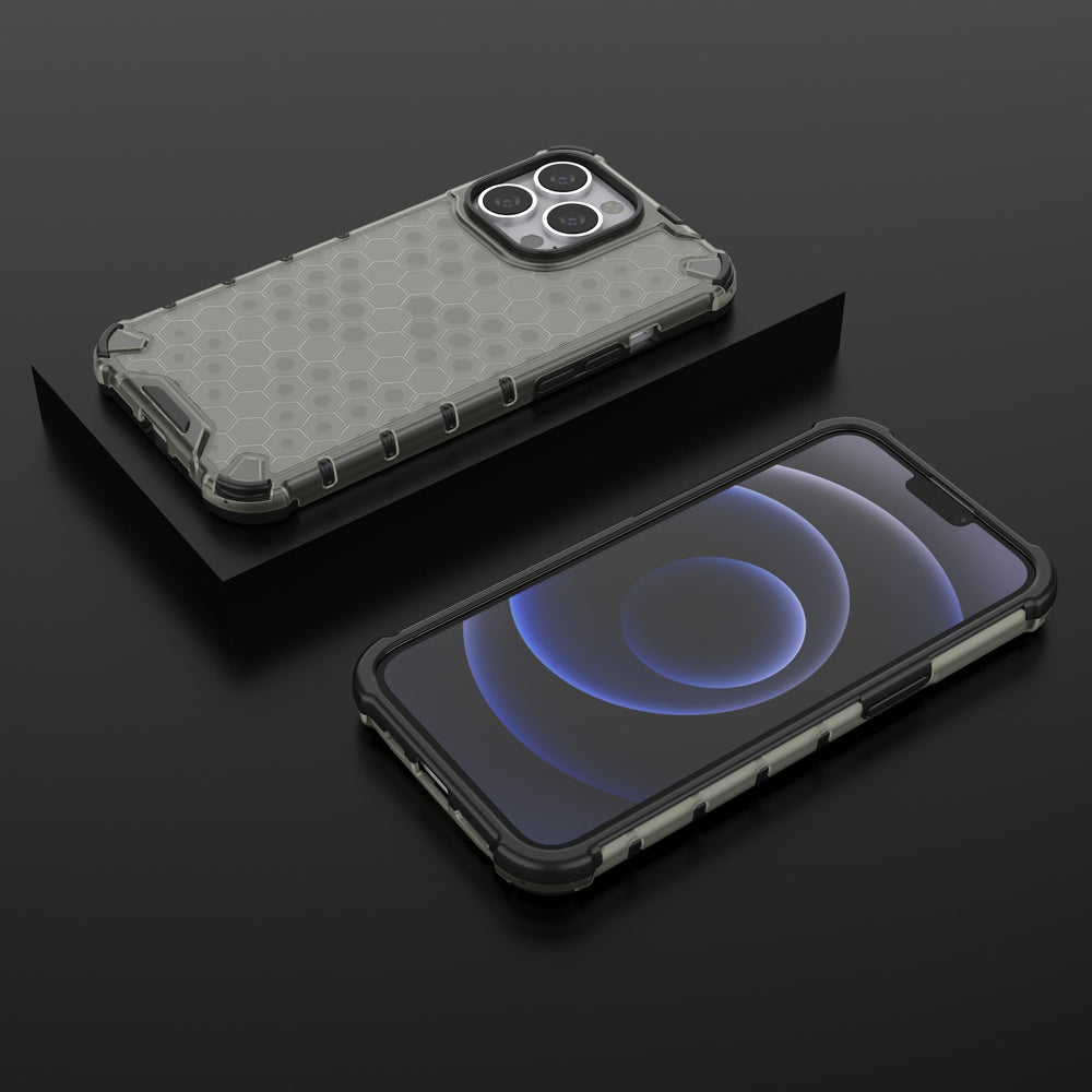 Honeycomb Case armor cover med TPU Bumper til iPhone 13 Pro sort