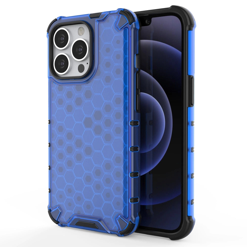 Honeycomb Case rustning med TPU Bumper til iPhone 13 Pro blå