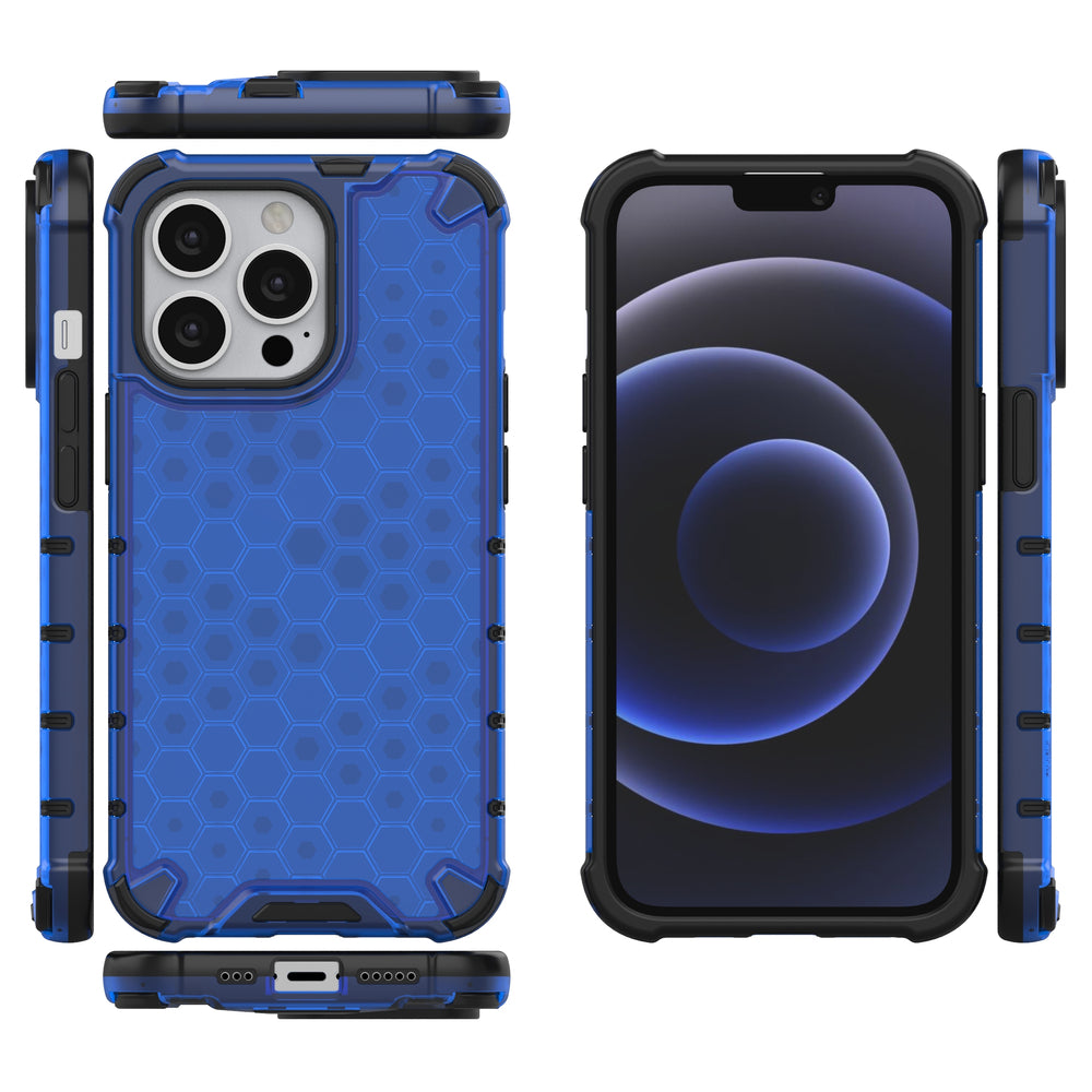 Honeycomb Case armor cover med TPU Bumper til iPhone 13 Pro blå