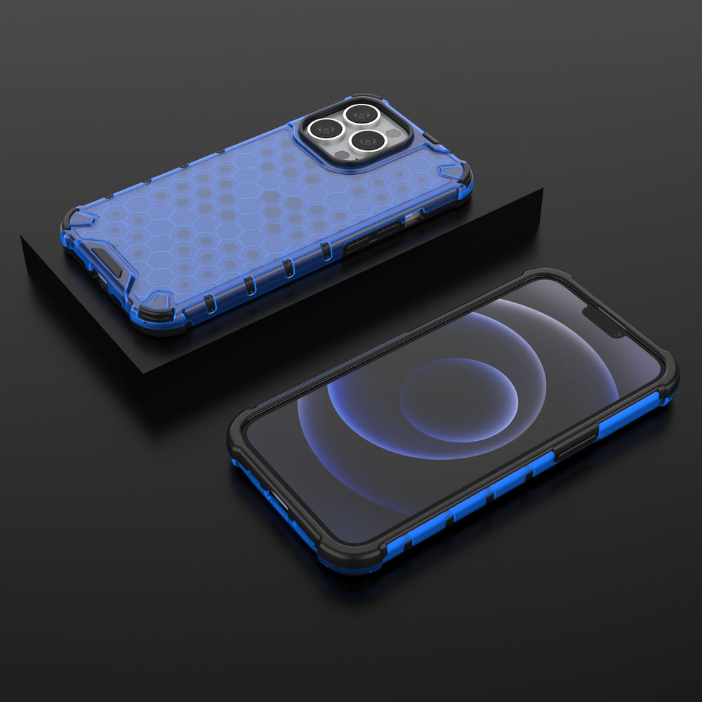 Honeycomb Case armor cover med TPU Bumper til iPhone 13 Pro blå