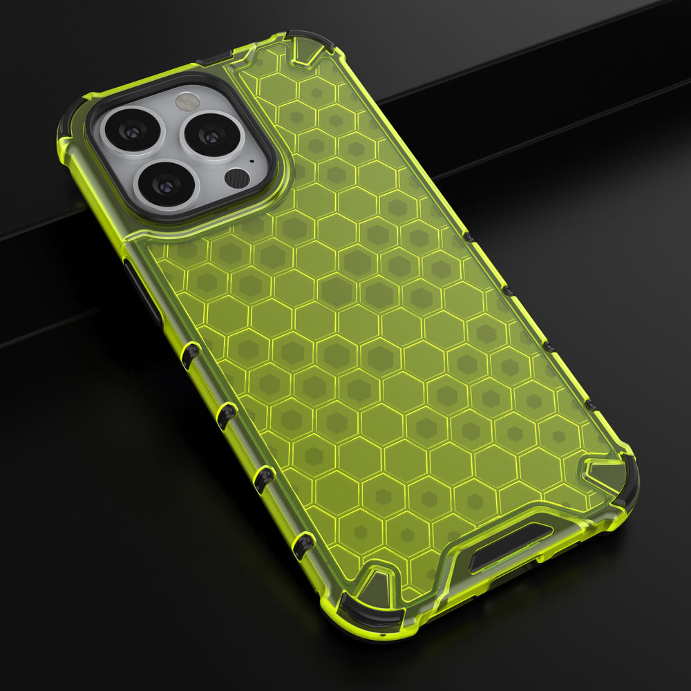 Honeycomb Case armor cover med TPU Bumper til iPhone 13 Pro grøn