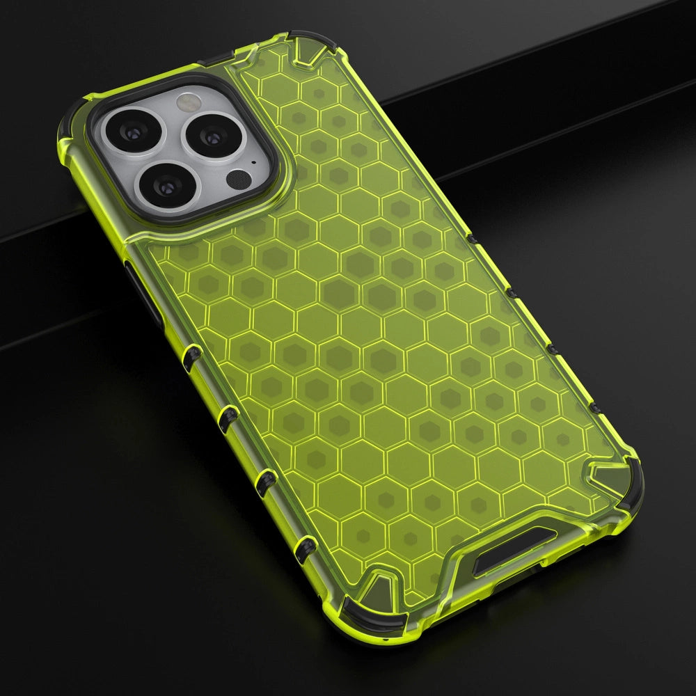 Honeycomb Case rustning med TPU Bumper til iPhone 13 Pro grøn