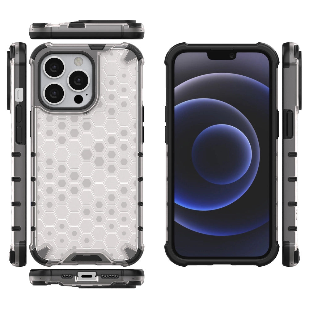 Honeycomb Case armor cover med TPU Bumper til iPhone 13 Pro gennemsigtig