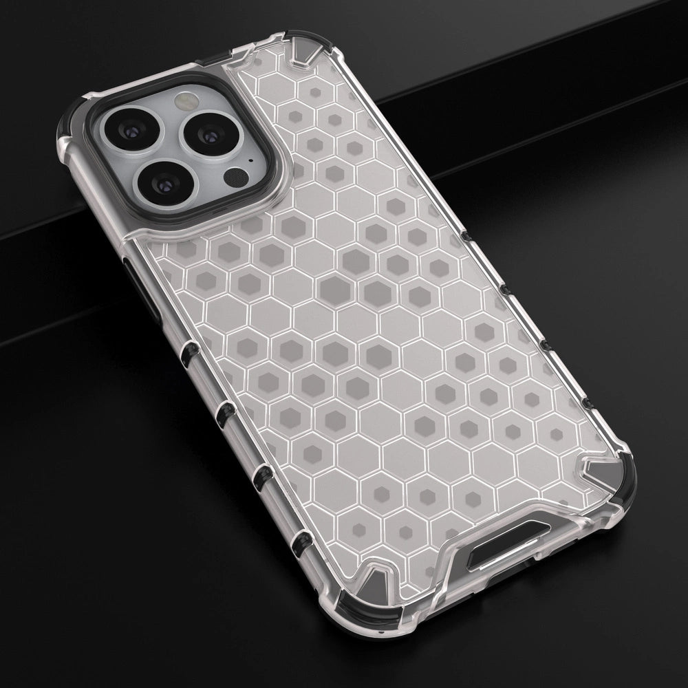Honeycomb Case armor cover med TPU Bumper til iPhone 13 Pro gennemsigtig