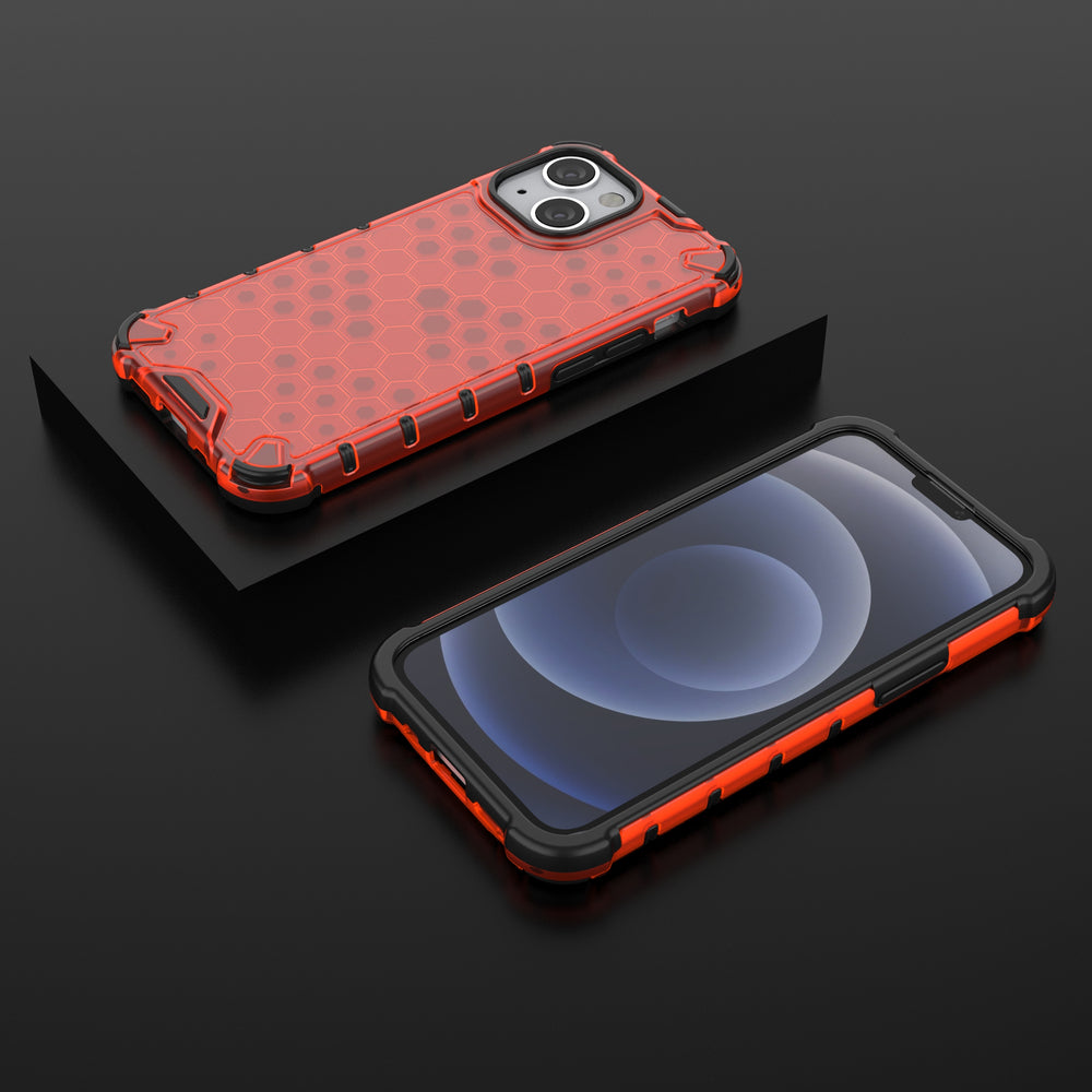 Honeycomb Case rustning med TPU Bumper til iPhone 13 mini rød