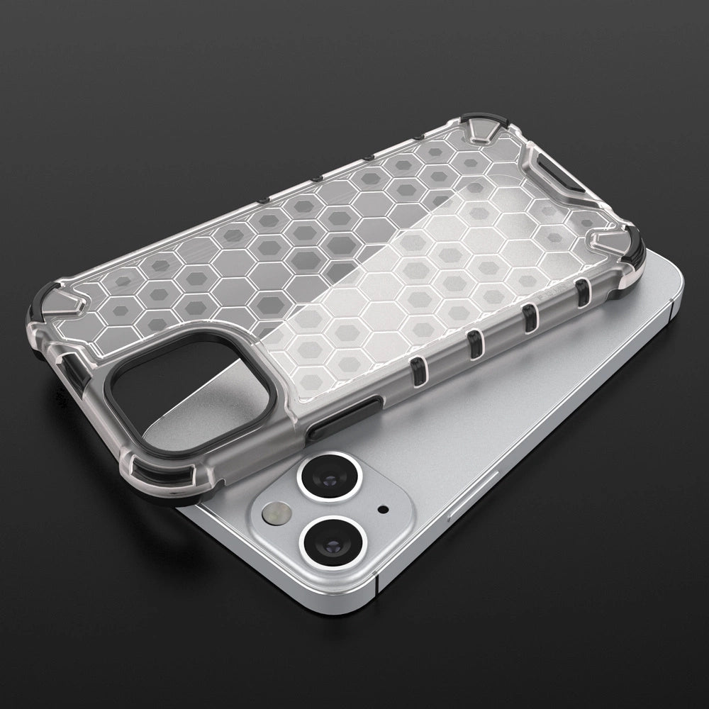 Honeycomb Case armor cover med TPU Bumper til iPhone 13 mini gennemsigtig