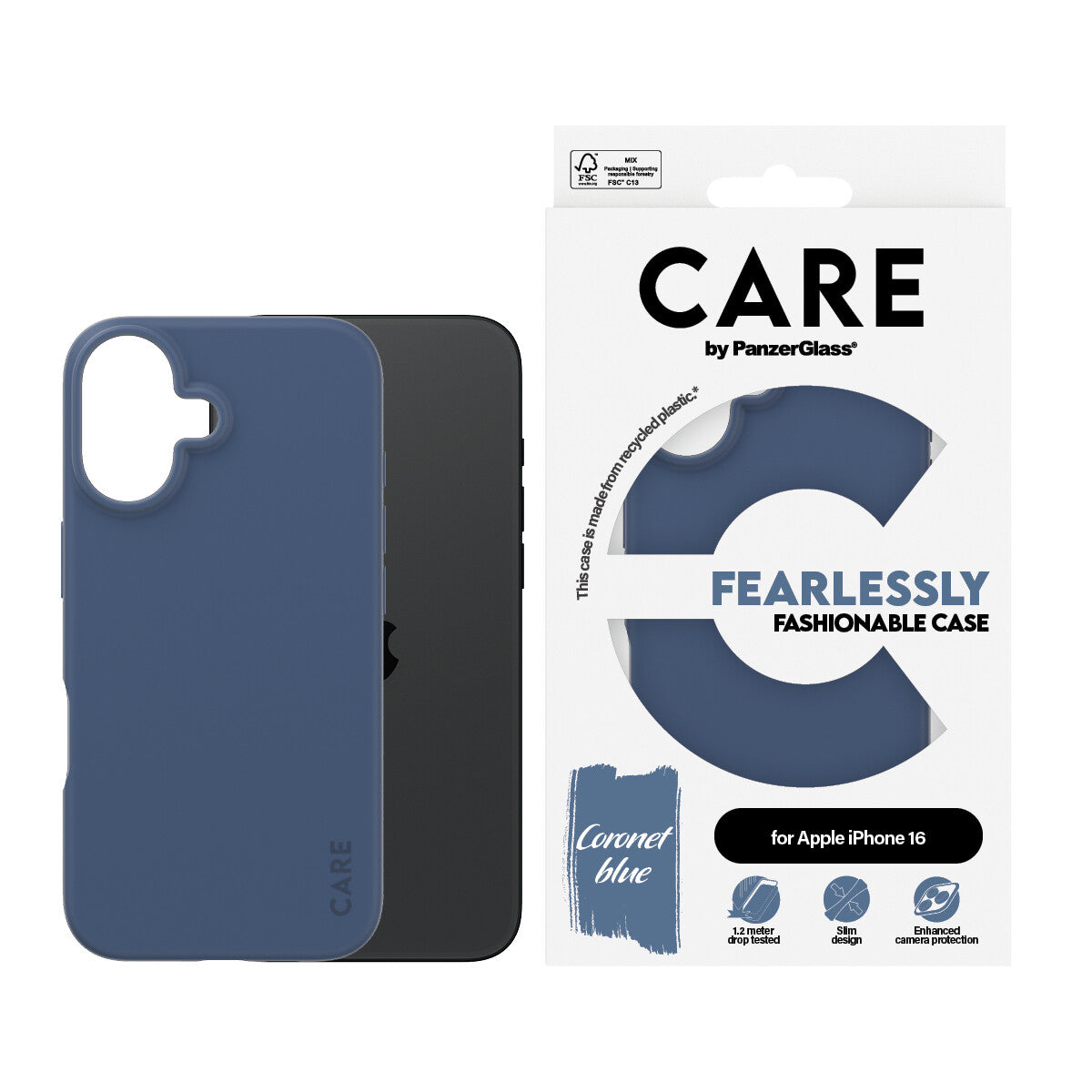 PanzerGlass CARE™ by ® Case Blå iPhone 16