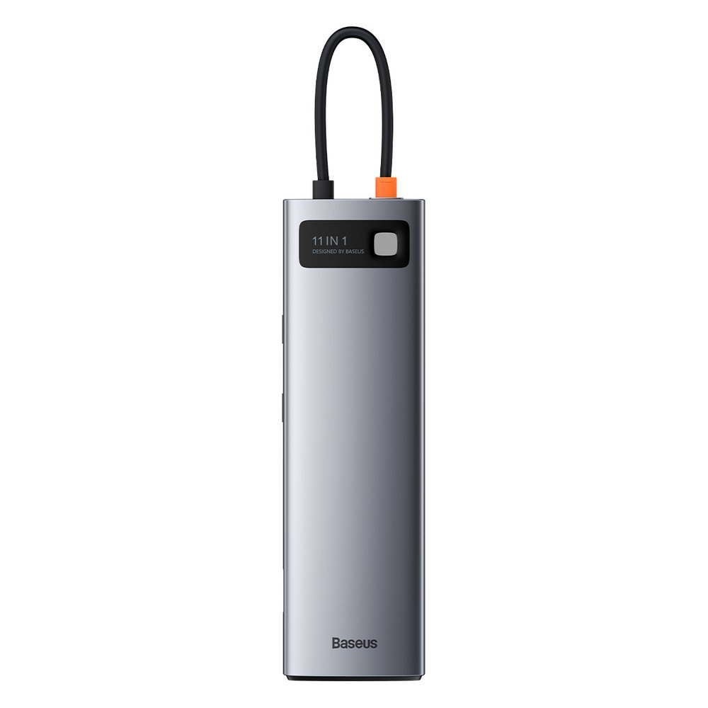 Baseus Metal Gleam 11in1 multifunctional USB Type C HUB - 3x USB 3.2 Gen 1 5Gbps / USB Type C PD 100W / 3.5 mm mini jack AUX / VGA Full HD 60Hz / 2x HDMI 4K 30Hz / TF and SD card reader / RJ45 1Gbps gray (CAHUB-CT0G)