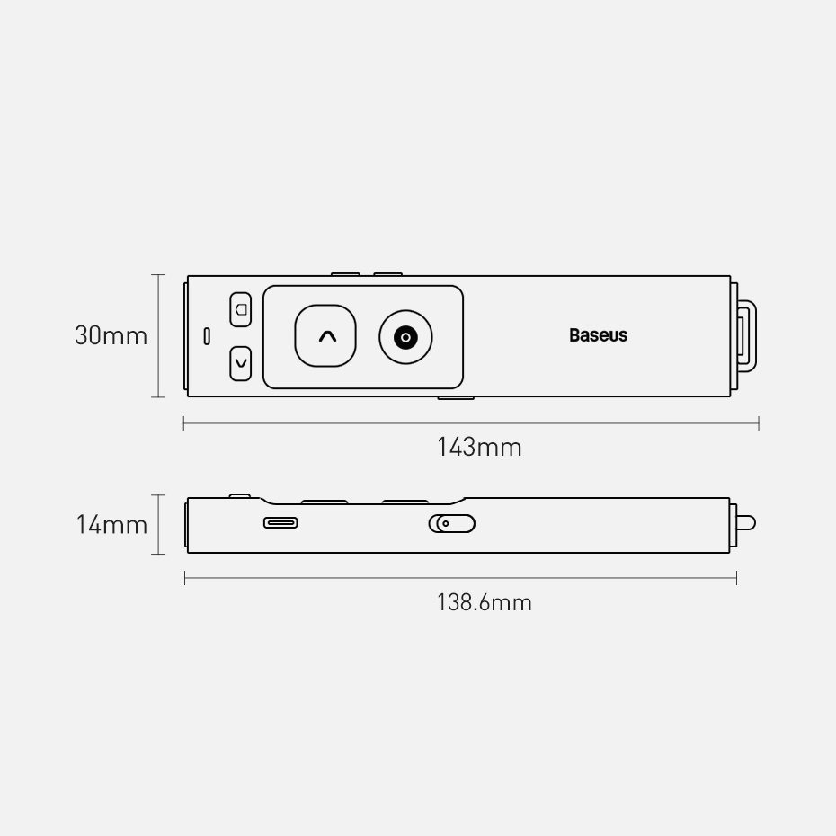 Baseus Orange Dot Wireless Presentation Laser Pointer - Gray (with battery)