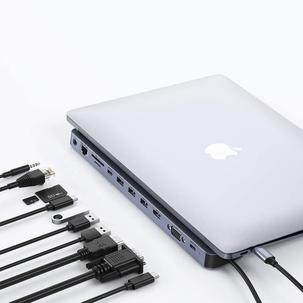 Choetech docking station multifunktionsadapter HUB USB Type C 11in1 100W PD grå (HUB-M20)