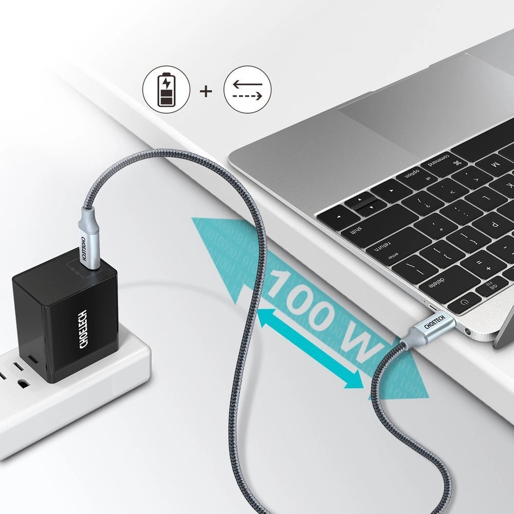 Choetech XCC-1002-GY USB-C - USB-C PD QC kabel 100W 5A 480Mb/s 1,8m - grå