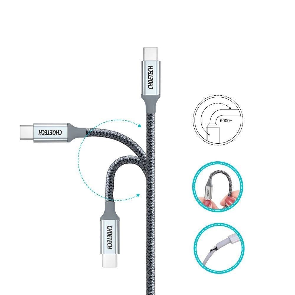 Choetech XCC-1002-GY USB-C - USB-C PD QC kabel 100W 5A 480Mb/s 1,8m - grå