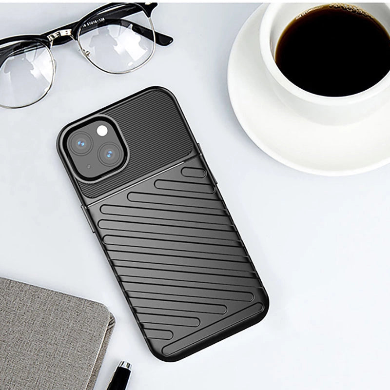 Thunder Case Flexible Tough Rugged Cover TPU Case til iPhone 13 mini sort