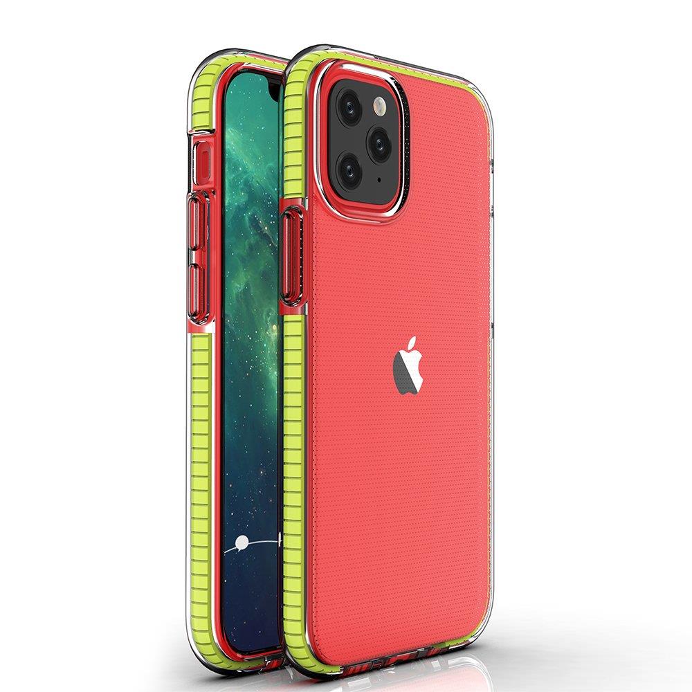 Spring Case klar TPU gel beskyttende dække med farverig ramme til iPhone 13 mini gul