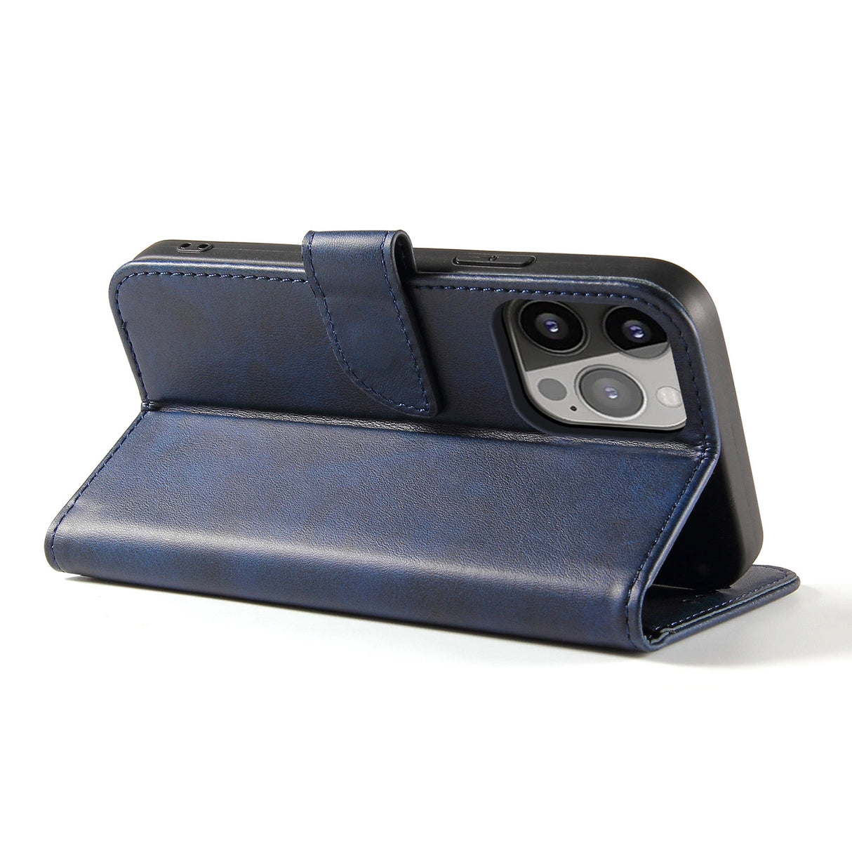 Magnet Case elegant bogreol type sag med kickstand til iPhone 13 Pro Max blå