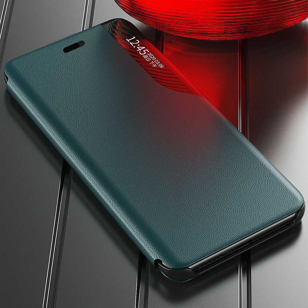 Eco læder View Case elegant bogreol type sag med kickstand til iPhone 13 Pro rød