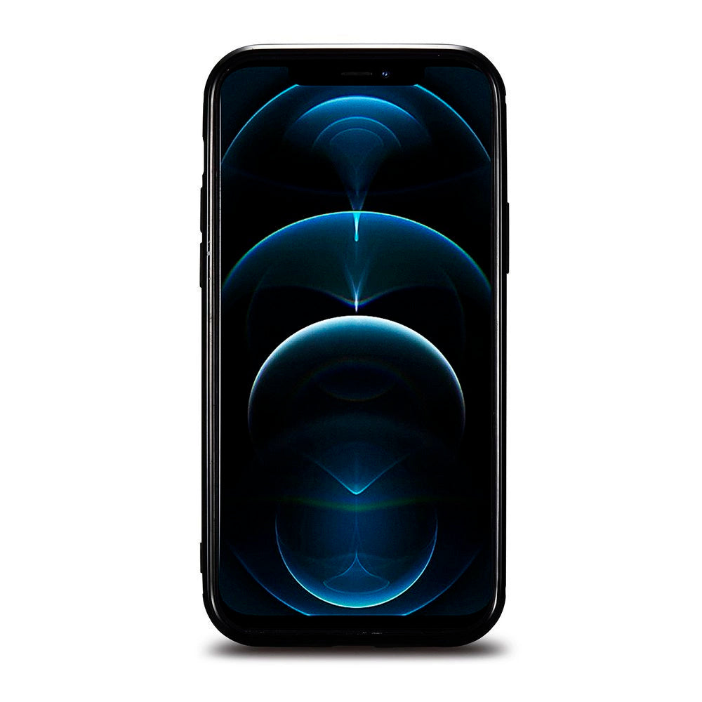 iCarer Leather Oil Wax case til iPhone 12 Pro Max sort (ALI1206-BK)