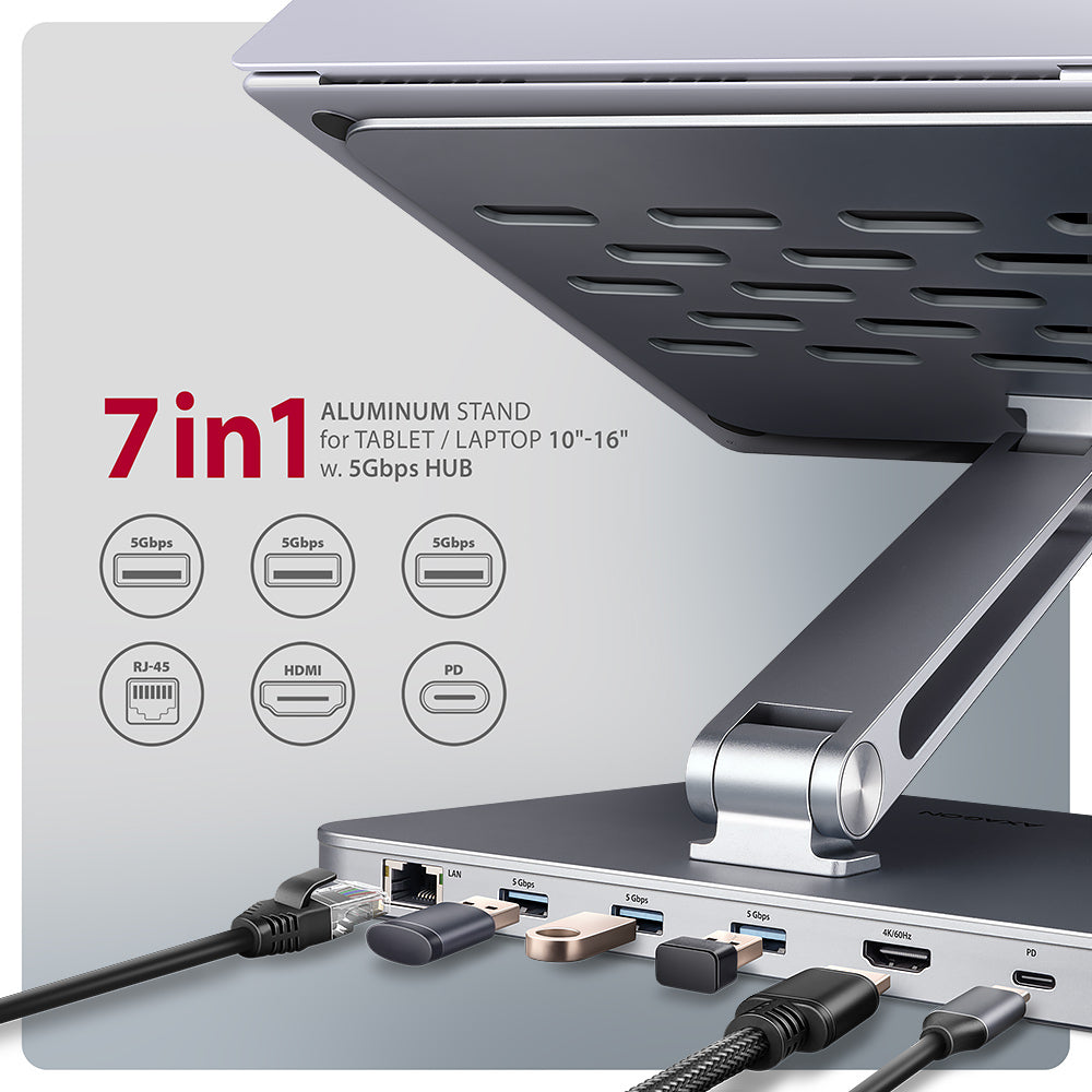 Axagon HMC-STND laptop stativ Sølv 43,9 cm (17.3")