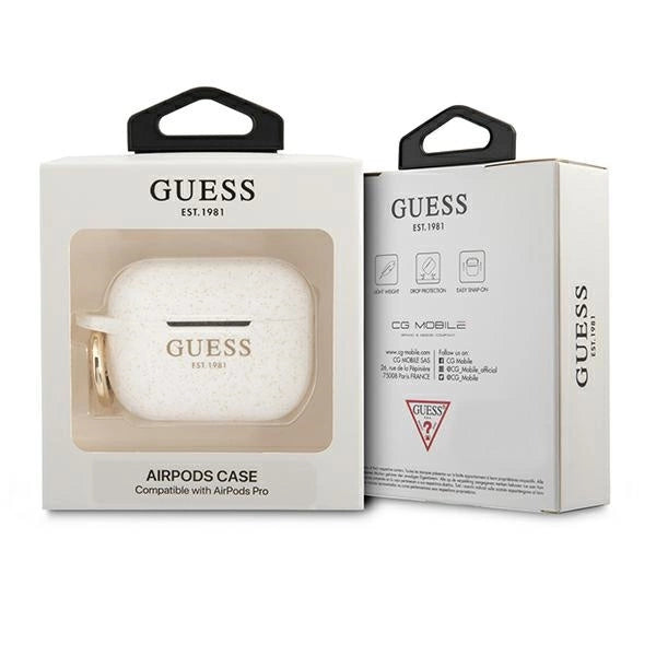 Guess GUAPSGGEH AirPods Pro cover hvid/hvid Silicone Glitter