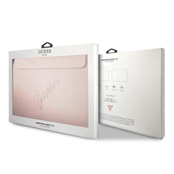Guess Saffiano Script cover for a 13" laptop - pink
