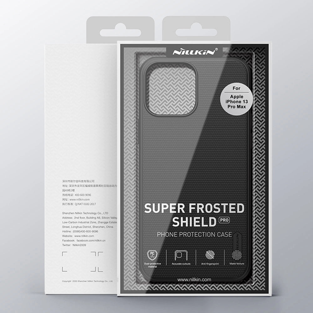 Nillkin Super Frosted Shield forstærket æske, cover til iPhone 13 Pro Max, blå
