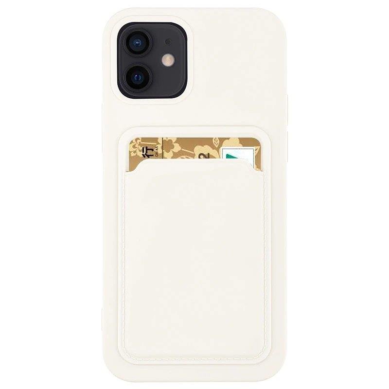 Card Case Silicone Wallet Case med kort slot Dokumenter til Samsung Galaxy S21 Ultra 5G hvid
