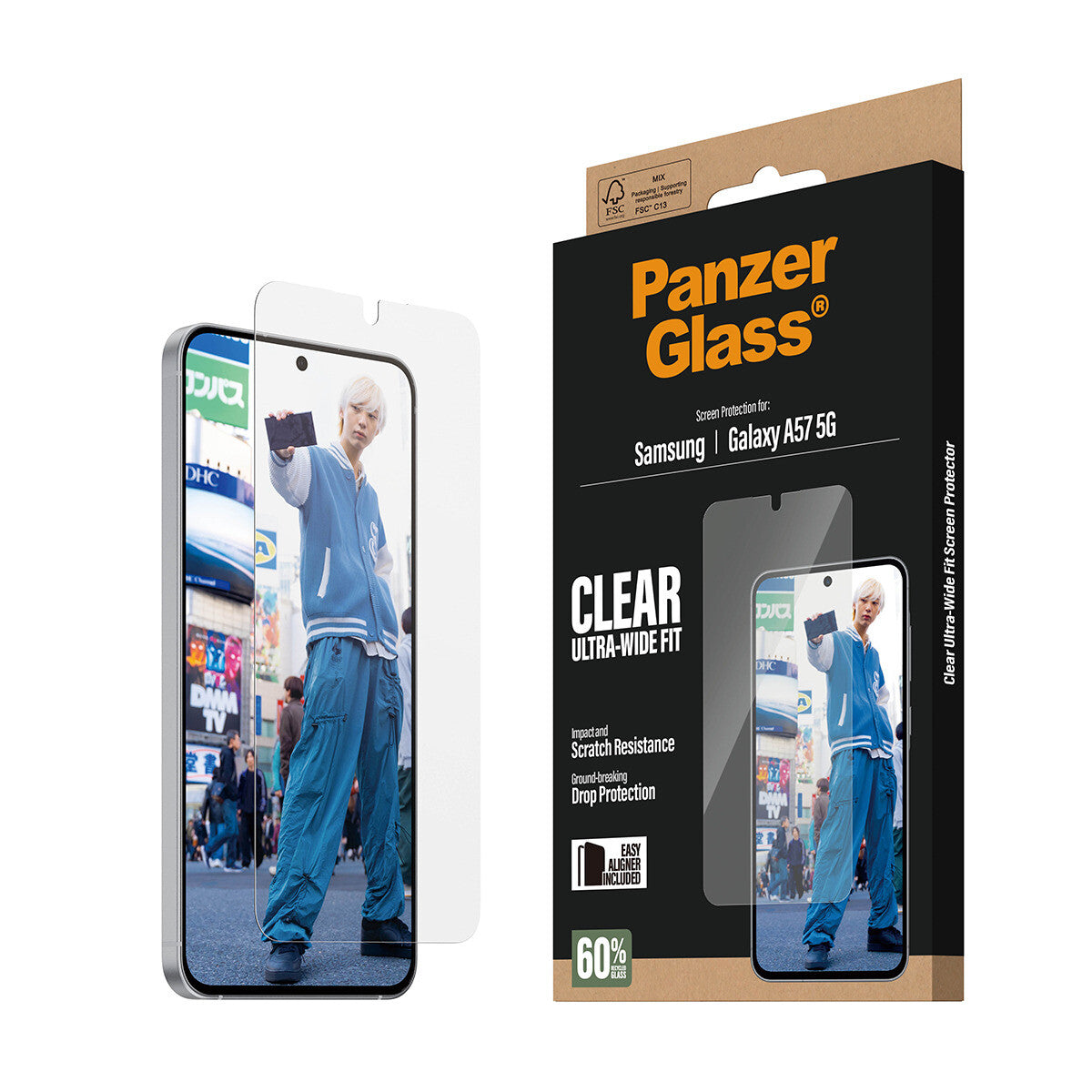 PanzerGlass Screen Protector Ultra-Wide Fit - Clear - Samsung Galaxy A57 5G Klar skærmbeskytter