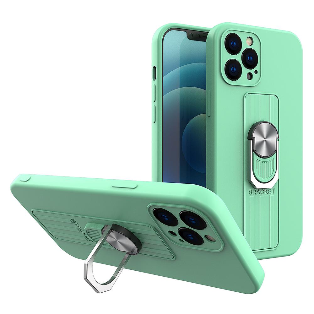 Ring Case silikonhylster med fingerhåndtag og stativ til iPhone 11 Pro Max mint