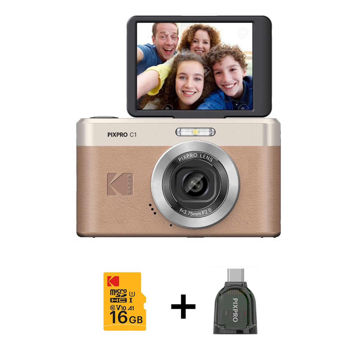 Kodak Digital Camera Pixpro C1 Cmos 5x 16 Mp Brown Bundle