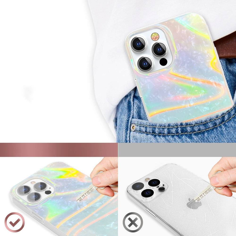 Kingxbar Shell Series luksuriøst elegant telefonfoder til iPhone 13 Pro perleblå