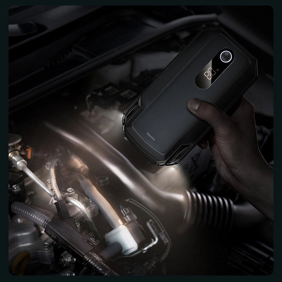 Baseus powerbank Power Starter Jump Starter start enhed booster 20000mAh 12V (2000A / 1000A) + krokodille klip kabler sort (CGNL020001)