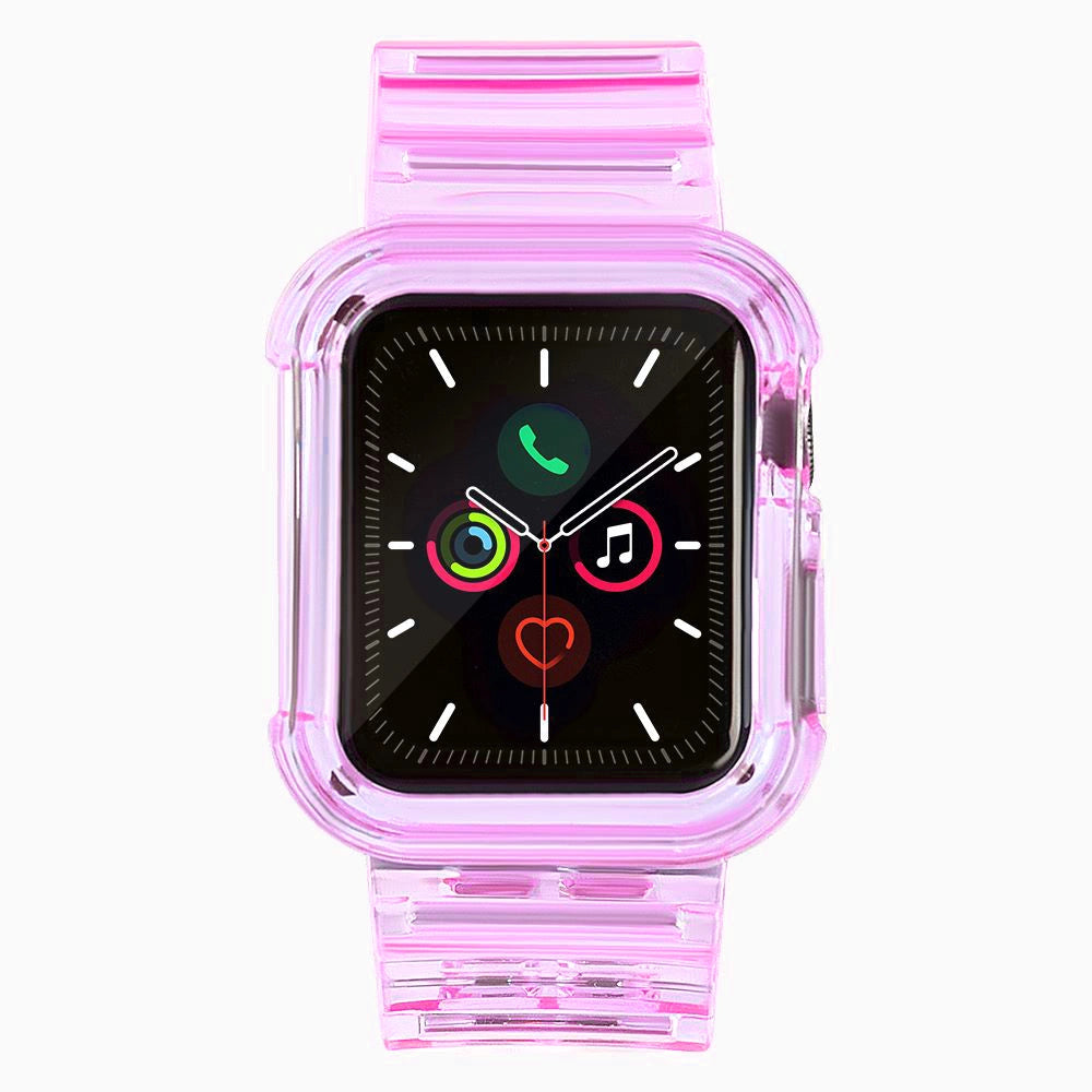 Silicone Band Strap Armbånd Case Strap Light Set til Apple Watch 42mm - Rød