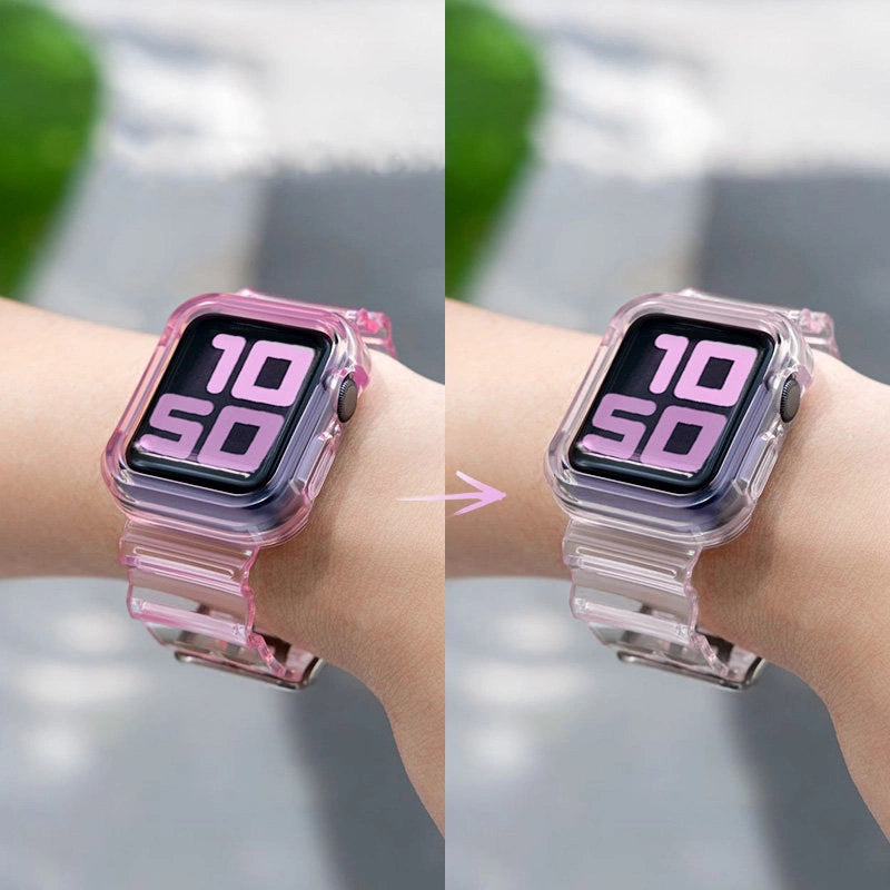 Silicone Band Strap Bracelet Case Strap Light Set for Apple Watch 40mm - Black