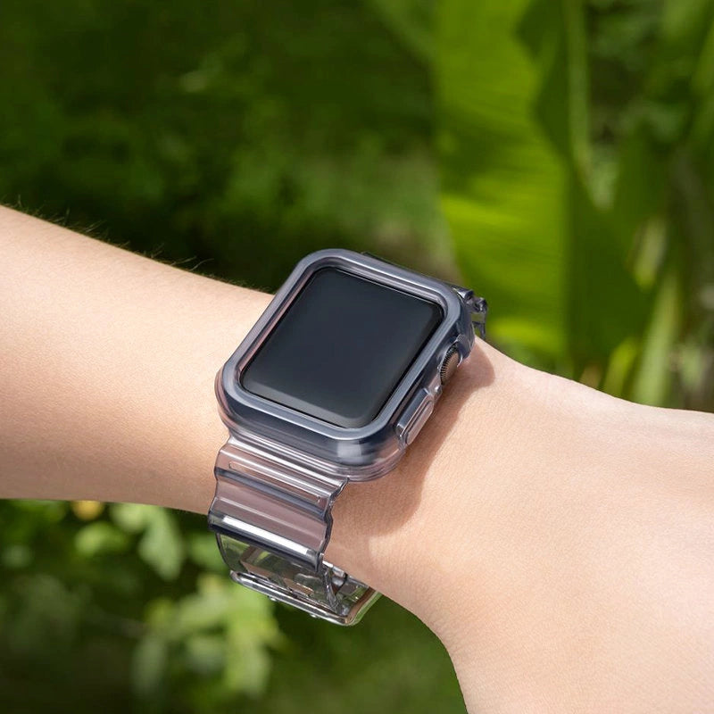 Silicone Band Strap Bracelet Case Strap Light Set for Apple Watch 40mm - Black
