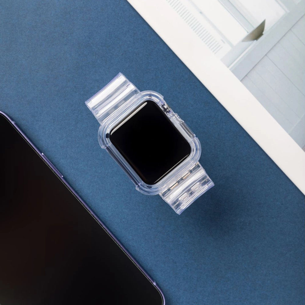 Silicone Band Strap Bracelet Case Strap Light Set for Apple Watch 40mm - Black