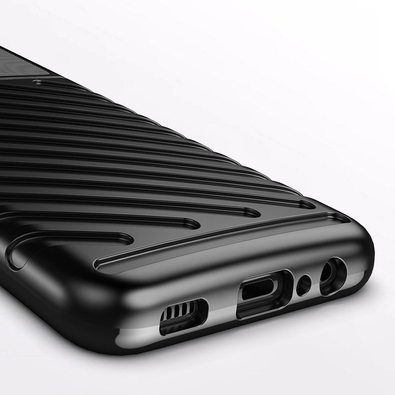 Thunder Case Flexible Tough Rugged Cover TPU Case til Samsung Galaxy A03s sort