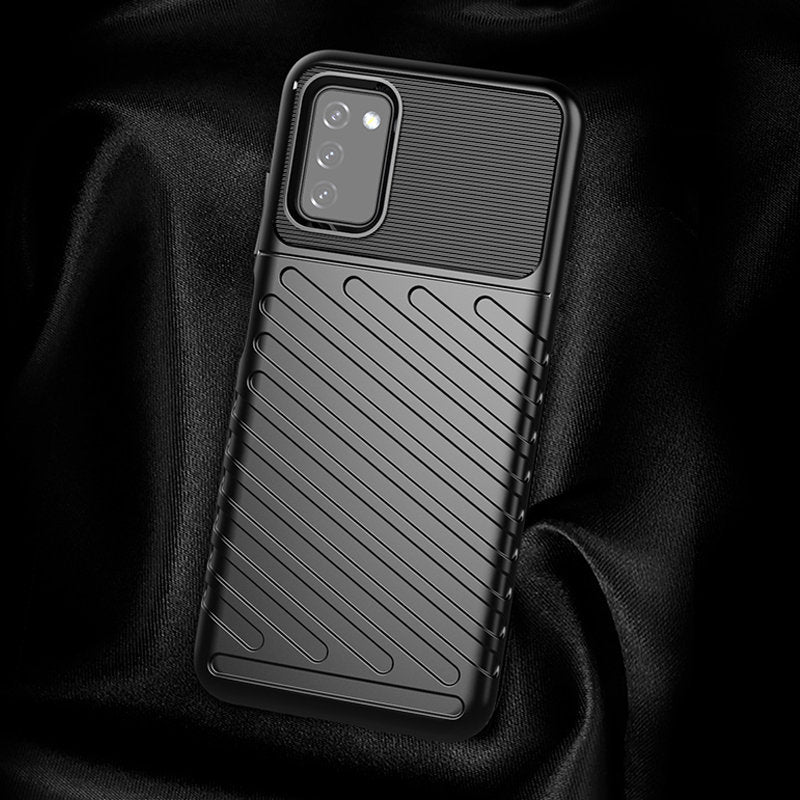 Thunder Case Flexible Tough Rugged Cover TPU Case til Samsung Galaxy A03s sort