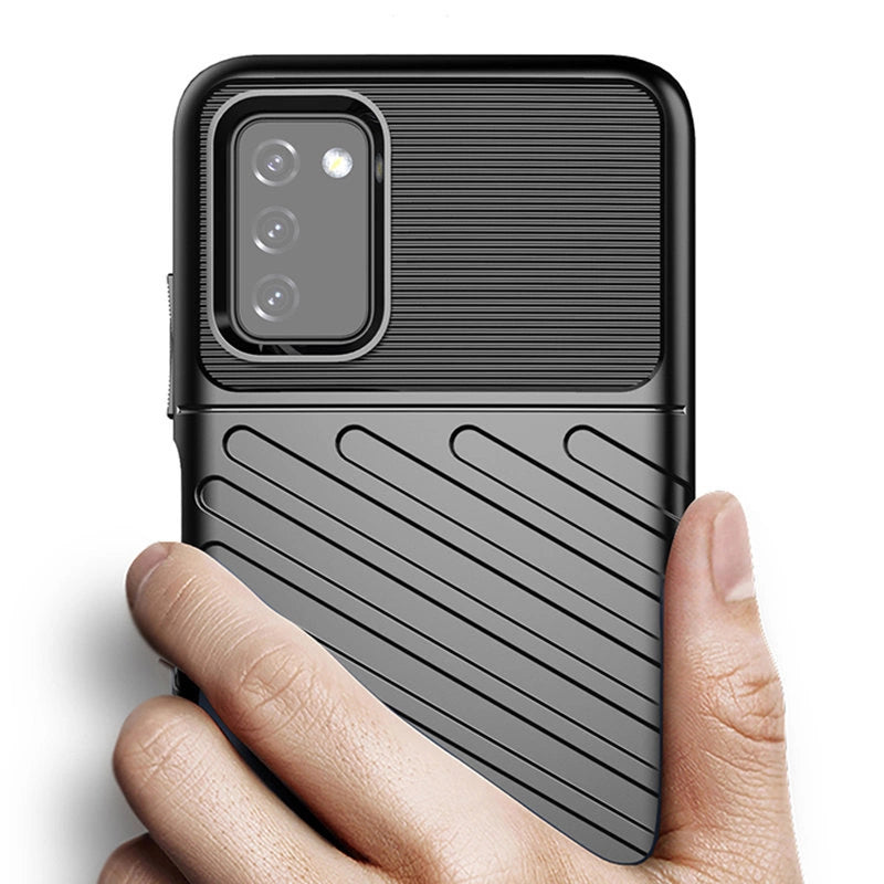 Thunder Case Flexible Tough Rugged Cover TPU Case til Samsung Galaxy A03s sort