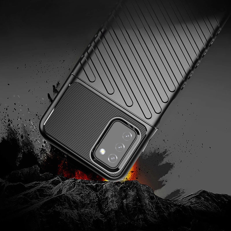 Thunder Case Flexible Tough Rugged Cover TPU Case til Samsung Galaxy A03s sort